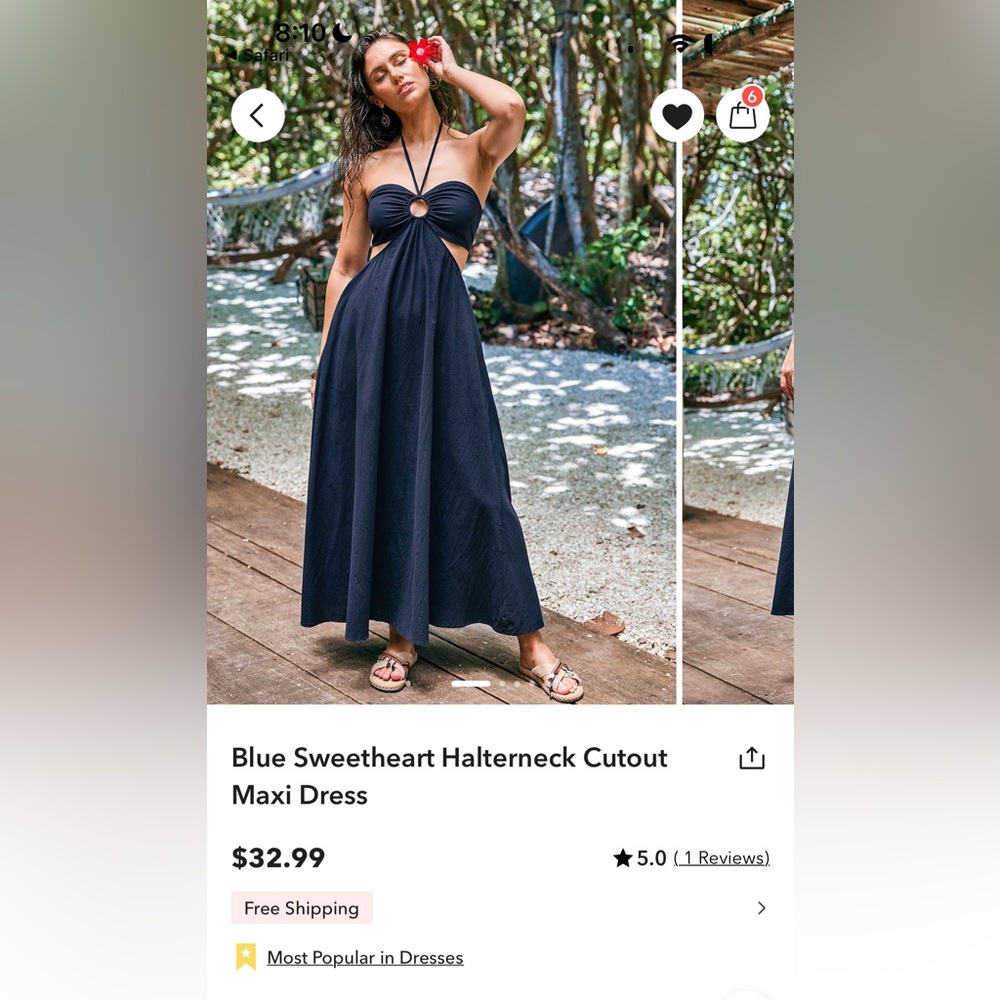 Blue Sweetheart Halterneck Cutout Maxi Dress